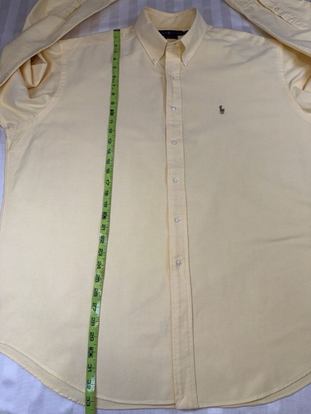Ralph Lauren Mens XL Blake Button Down Oxford Shirt Yellow Long Sleeve Pony - Picture 5 of 15
